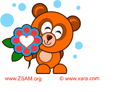 Sweet Bear with Heart in Flower. Copyright www.xara.com
